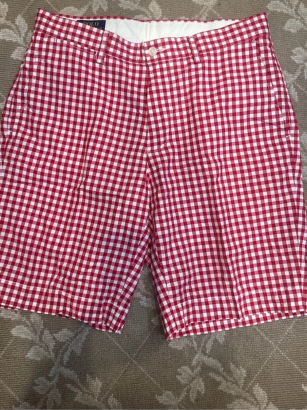 Polo by Ralph Lauren Red and White Gingham Flat Front Men's Shorts